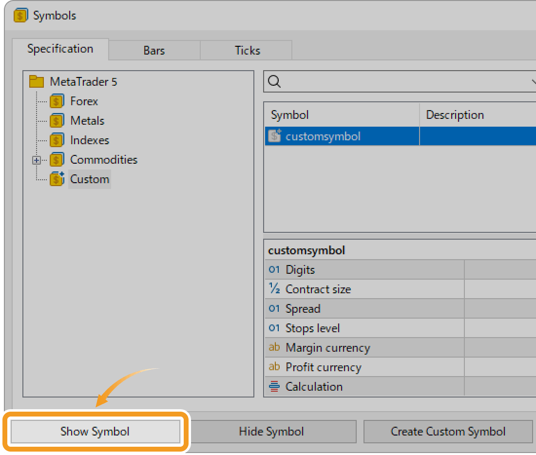 Select the symbol you have created and click Show Symbol