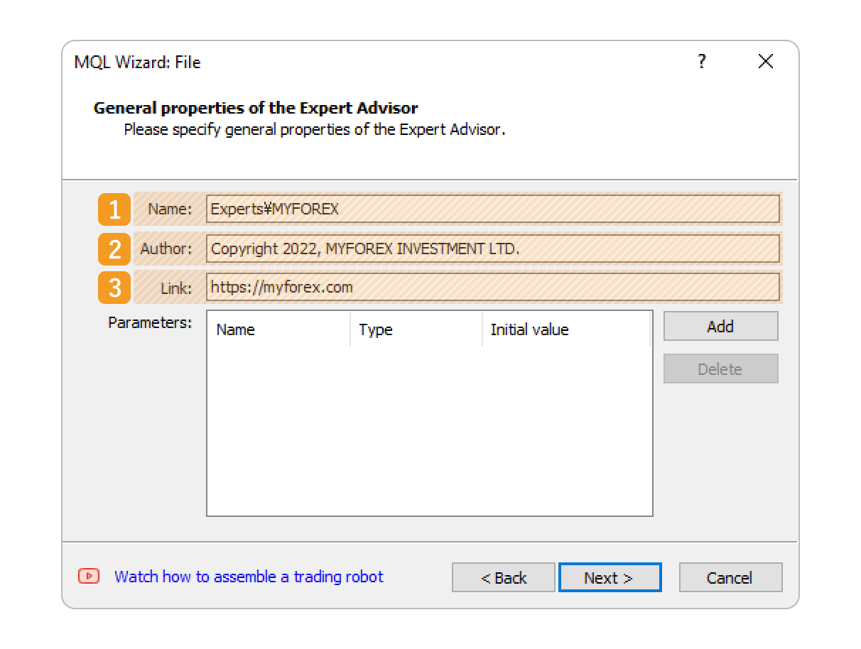 Configure the parameters