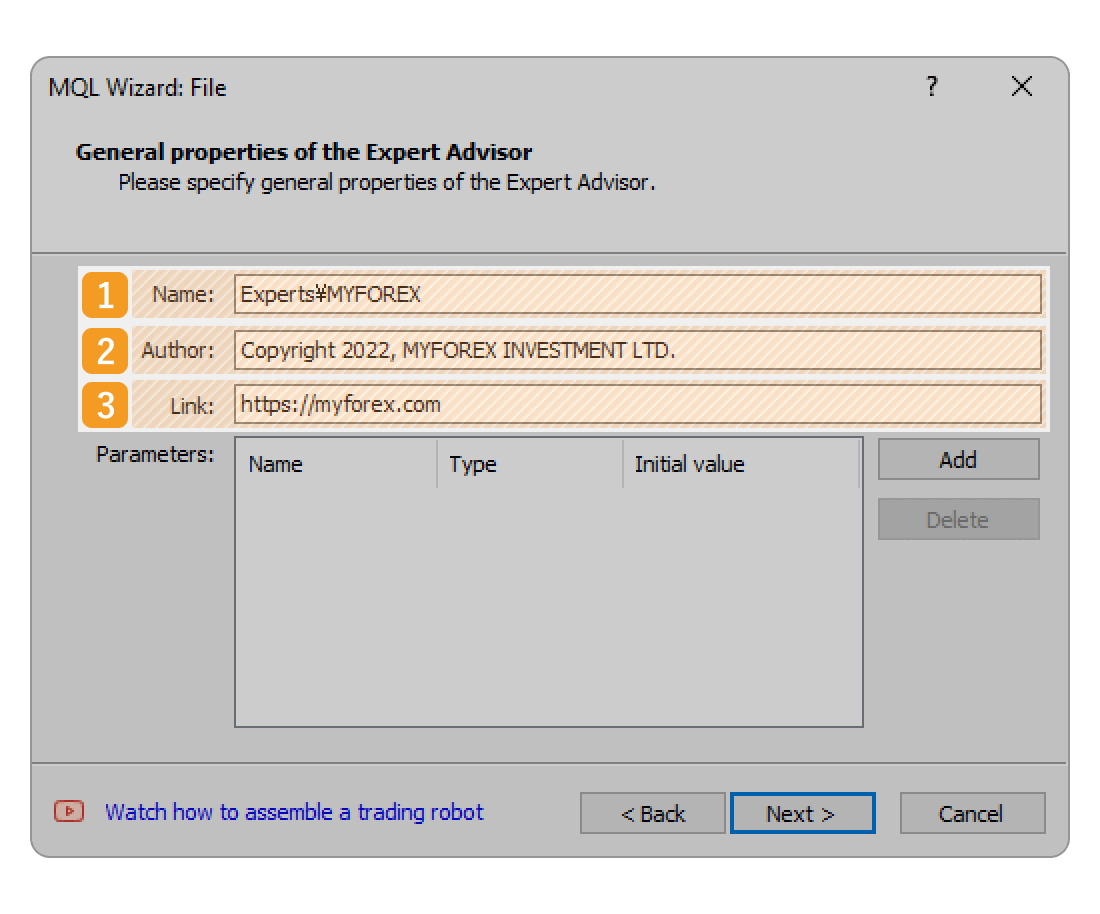 Configure the parameters