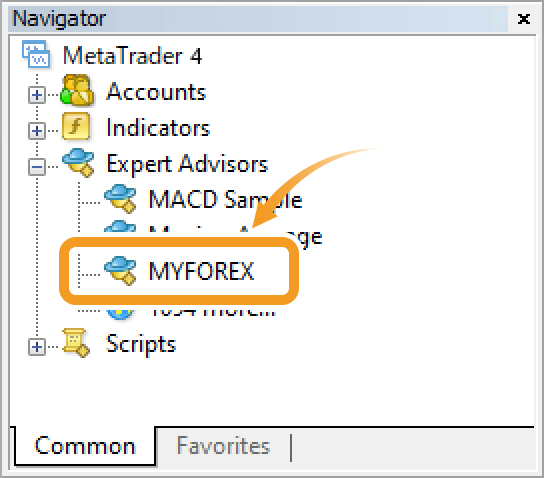 The Expert Advisor is in the Navigator