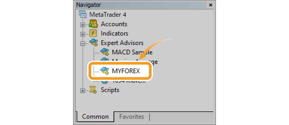 The Expert Advisor is in the Navigator