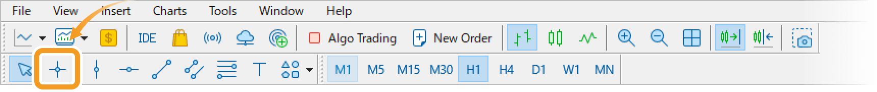 MetaTrader5 - Use the crosshair mode