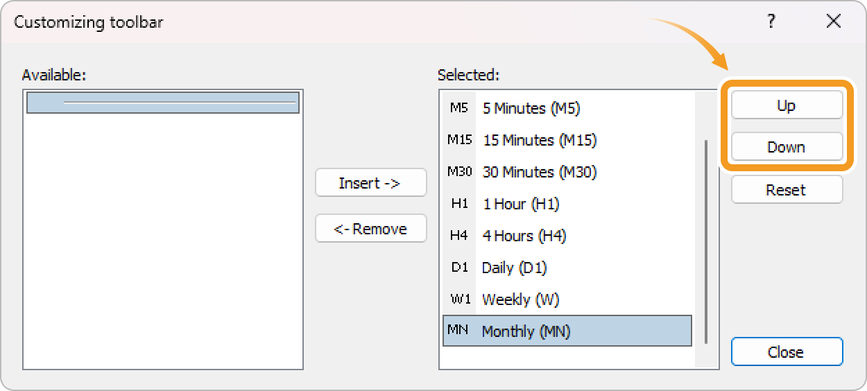 Move a timeframe on MT4