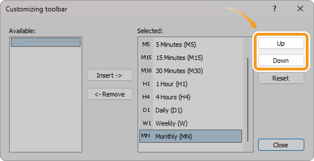 Move a timeframe on MT4