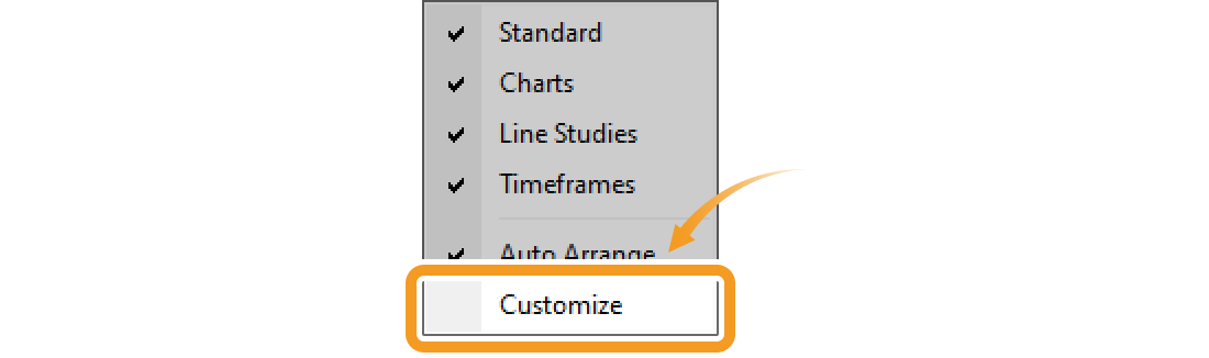 Toolbar context menu