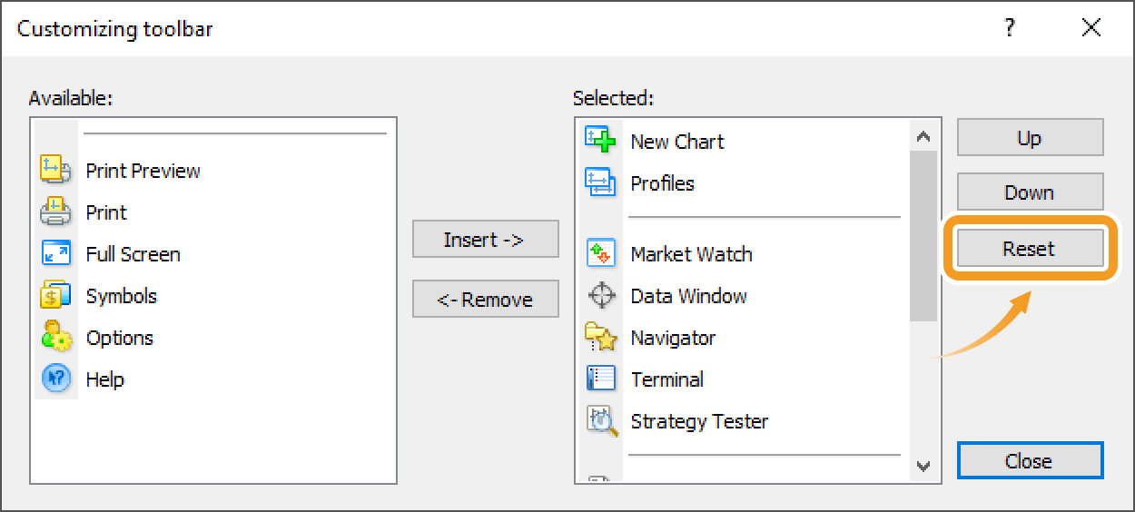 Customize toolbars