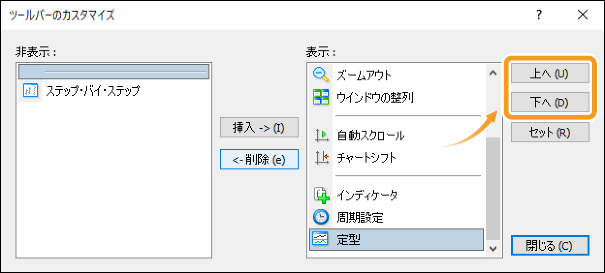 ツールバーのカスタマイズ