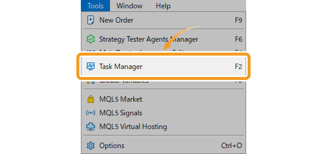 Click Tools and select Task Manager