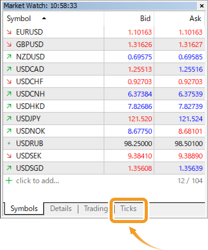 Manage symbols in Market Watch