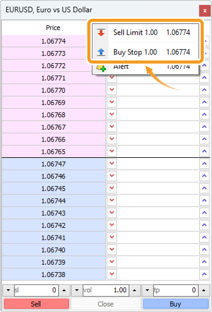 Depth of Market settings