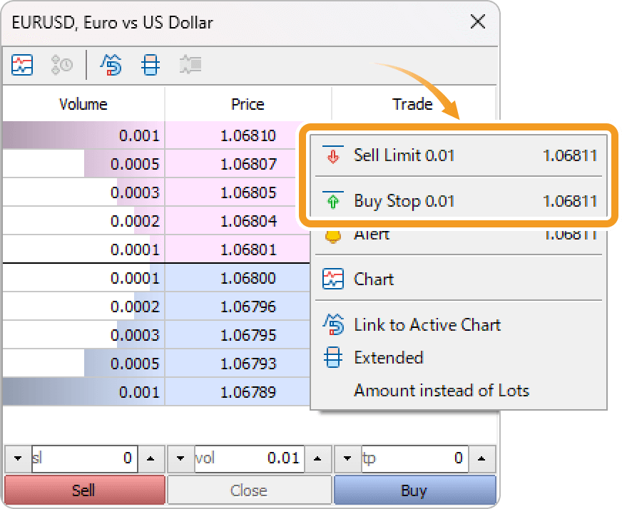 Depth of Market settings