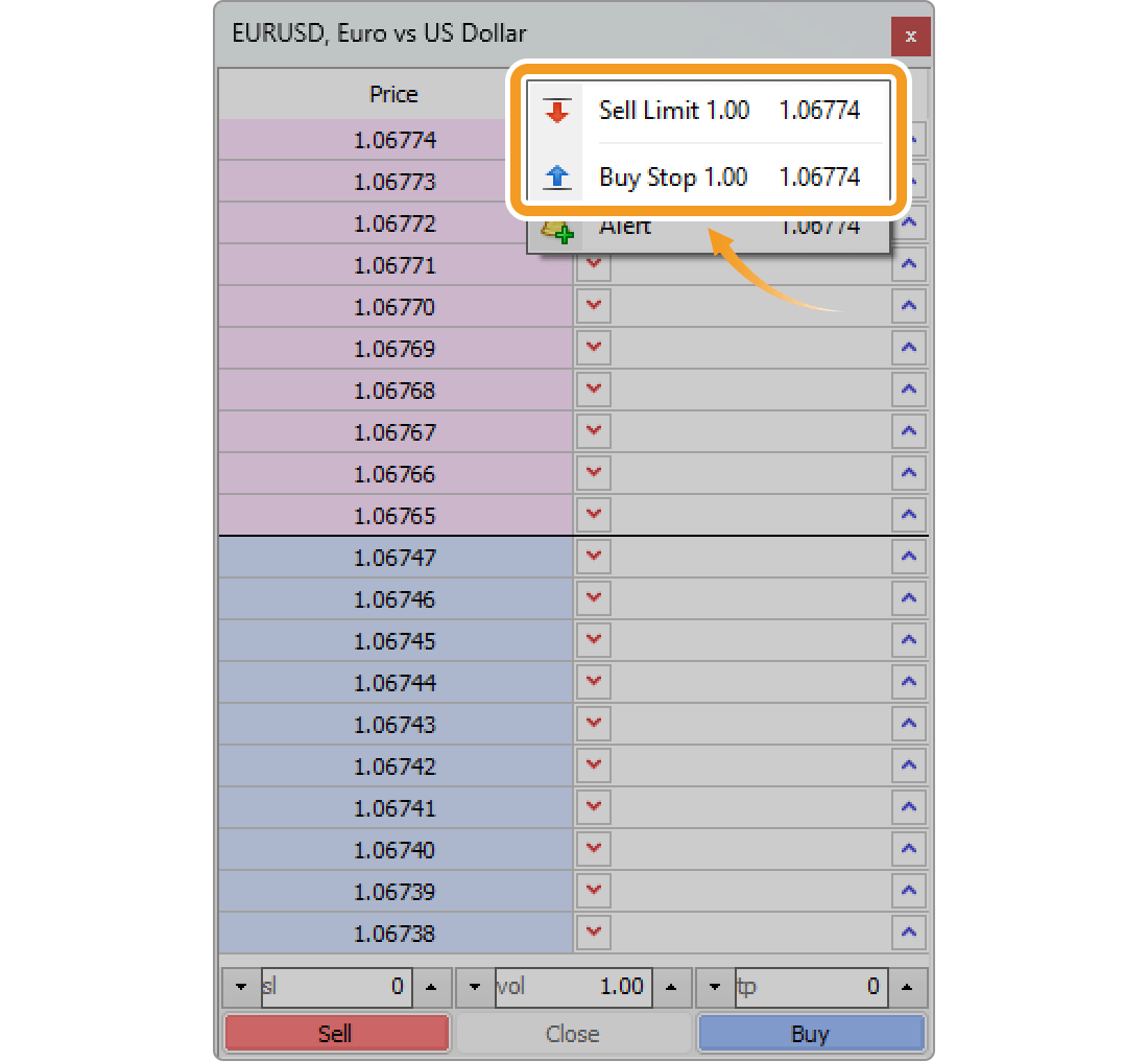 Depth of Market settings