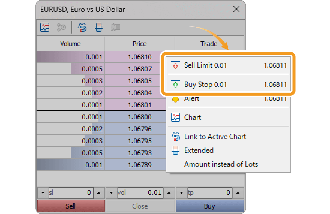 Depth of Market settings