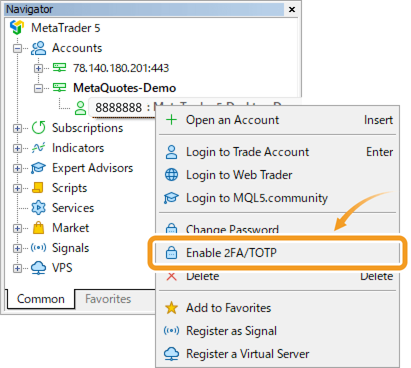 The context menu of the signed-in account