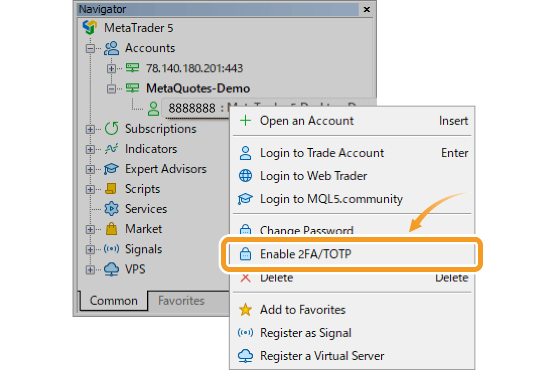 The context menu of the signed-in account