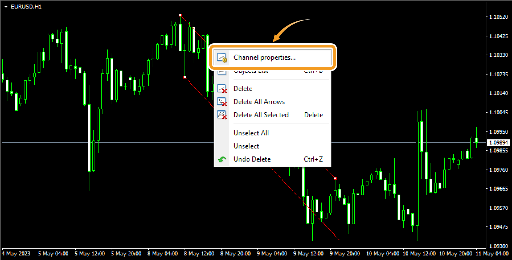 Modify the equidistant channel settings