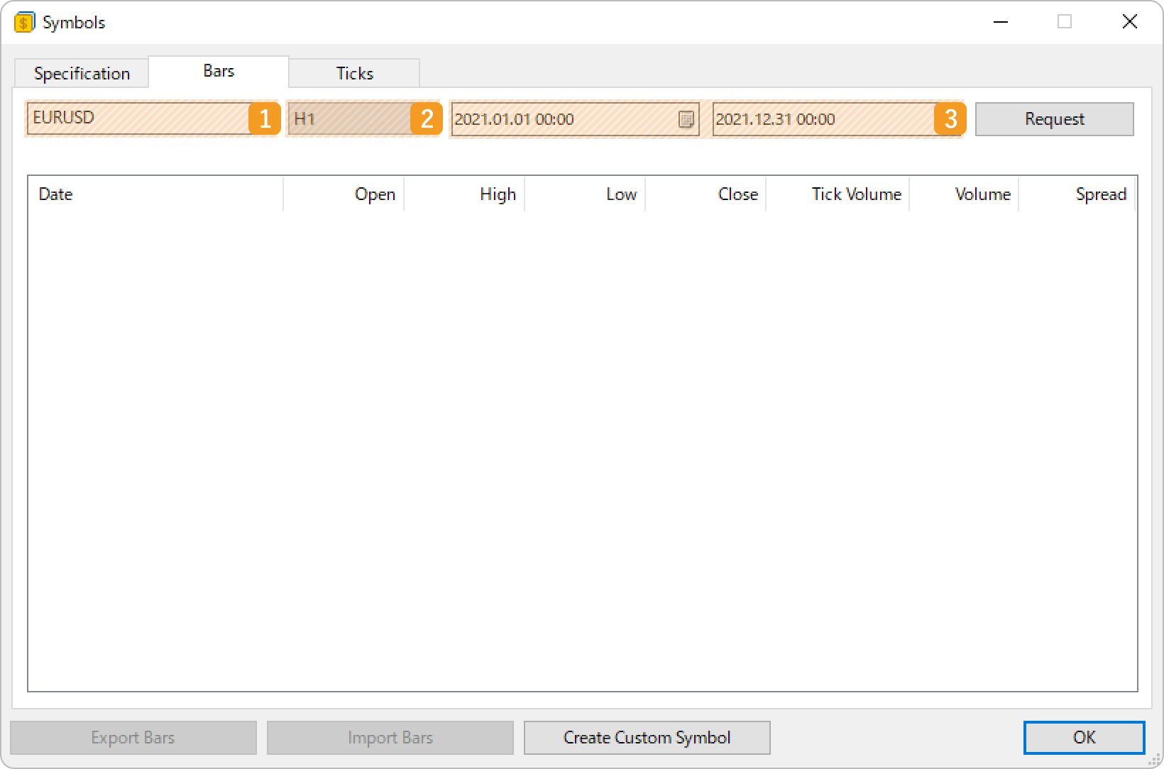 Export historical bar data