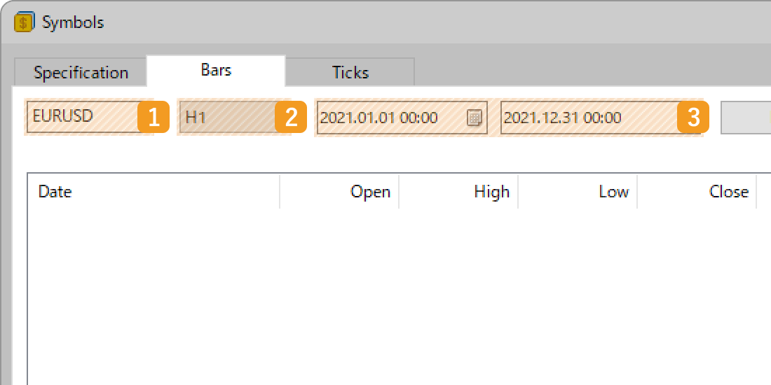 Export historical bar data