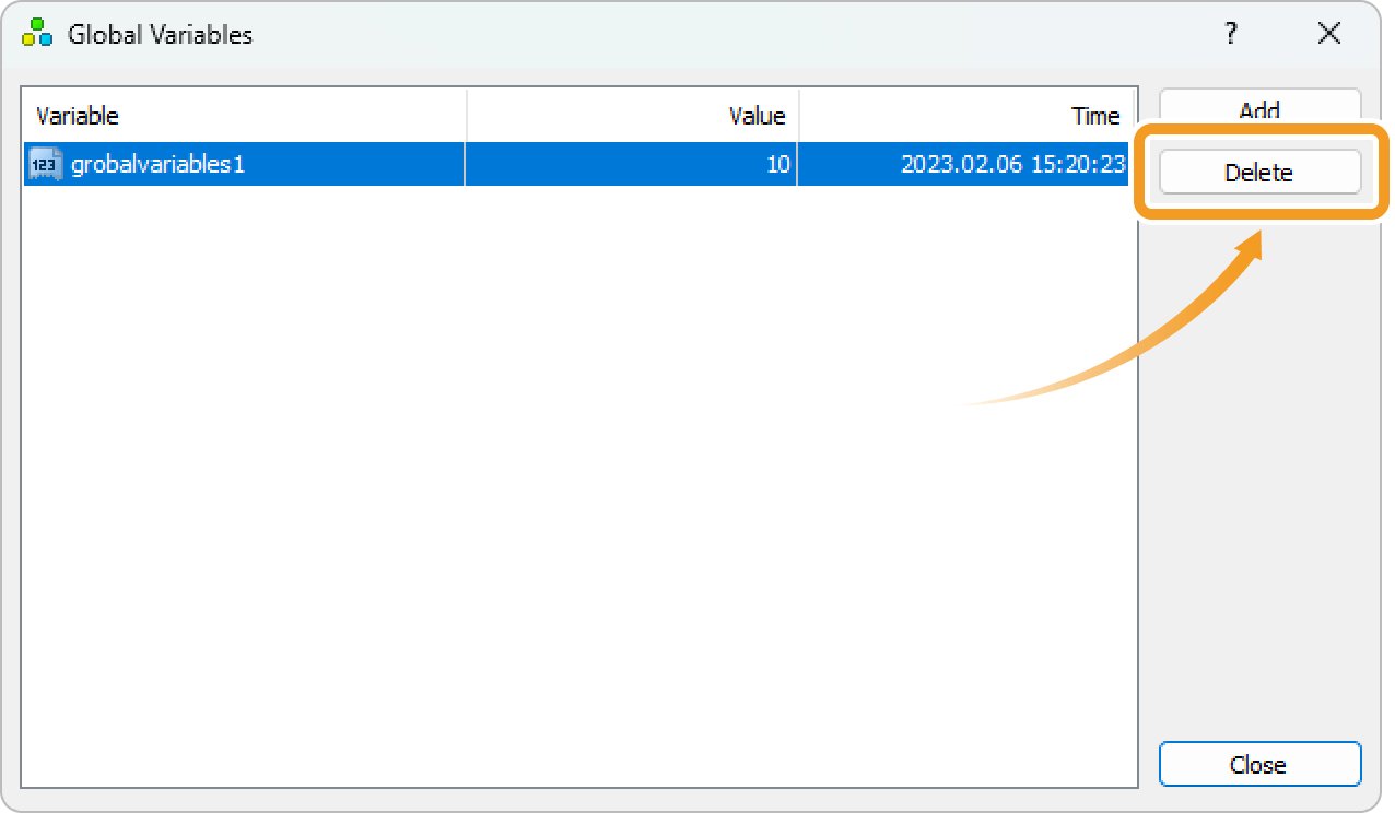 Delete a global variable
