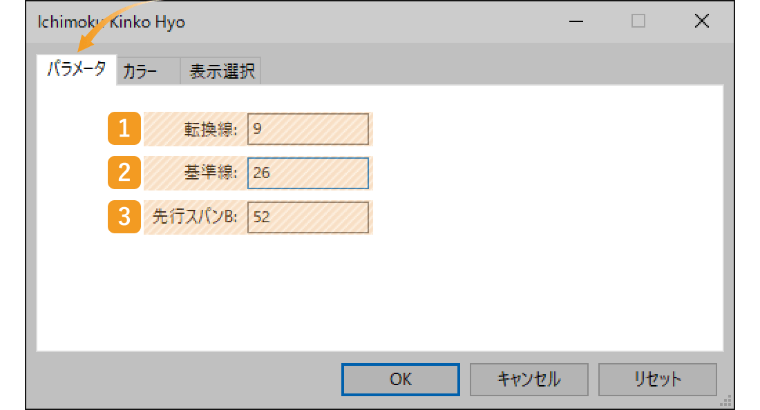 「パラメータ」タブの設定