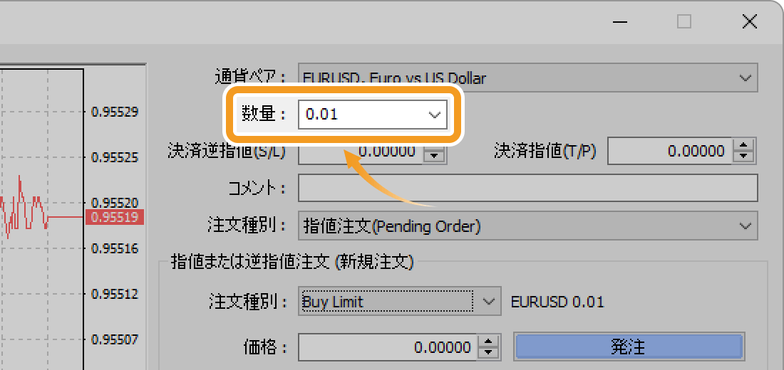 指値注文の数量設定