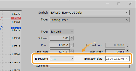 Set the expiration type for the limit/stop order