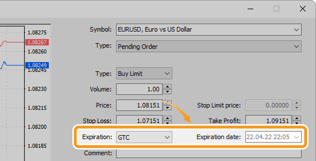 Set the expiration type for the limit/stop order