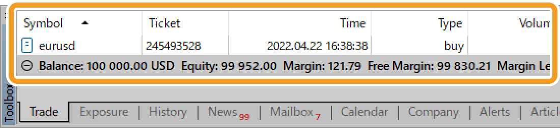 Updated as an open position and moved above the balance line