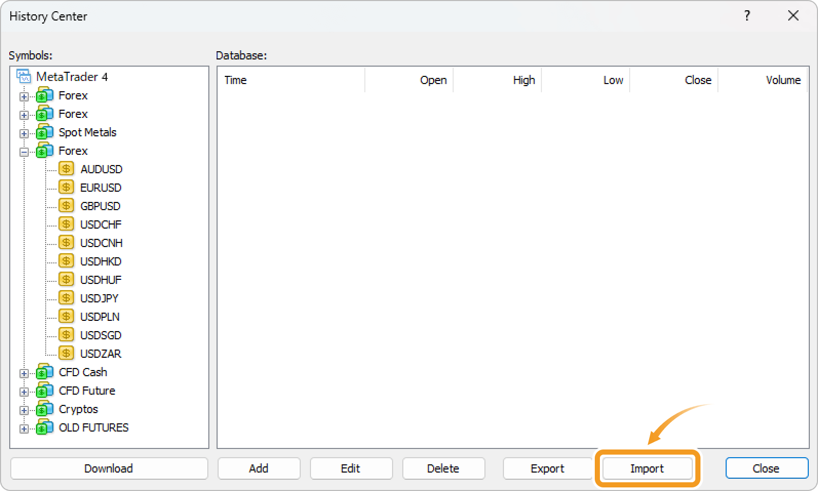 Import historical data