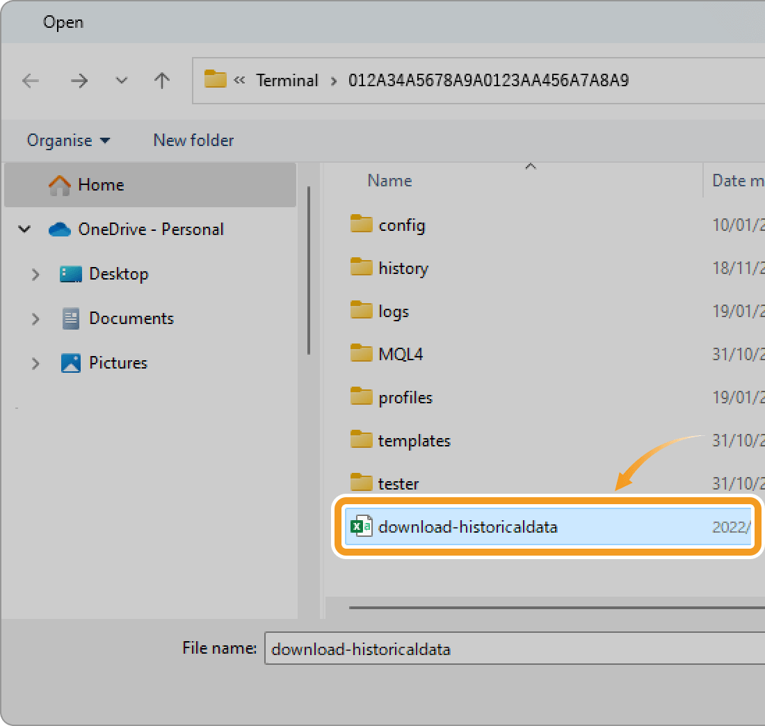 Import data from Browse