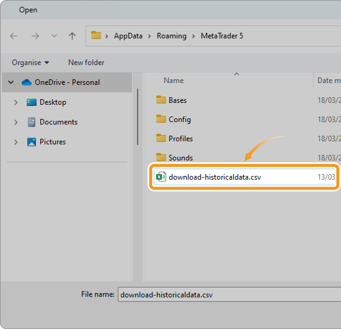 Select the data to import