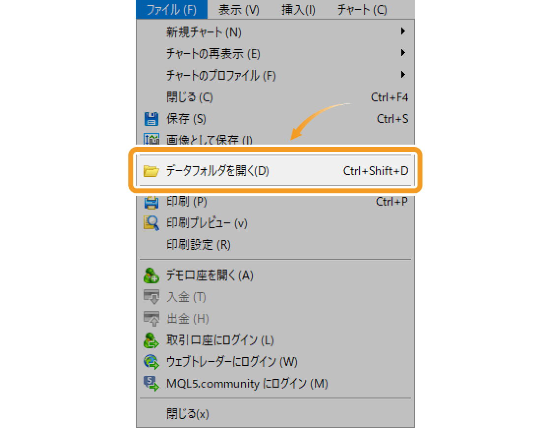 MT5データフォルダを開く