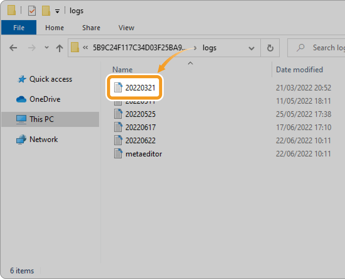 Double-click on the file to check from the list of the logs saved by day