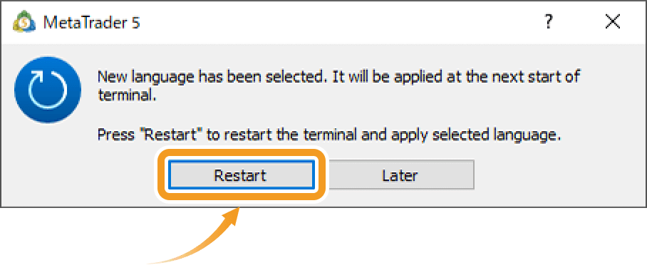 Click Restart in the confirmation pop-up