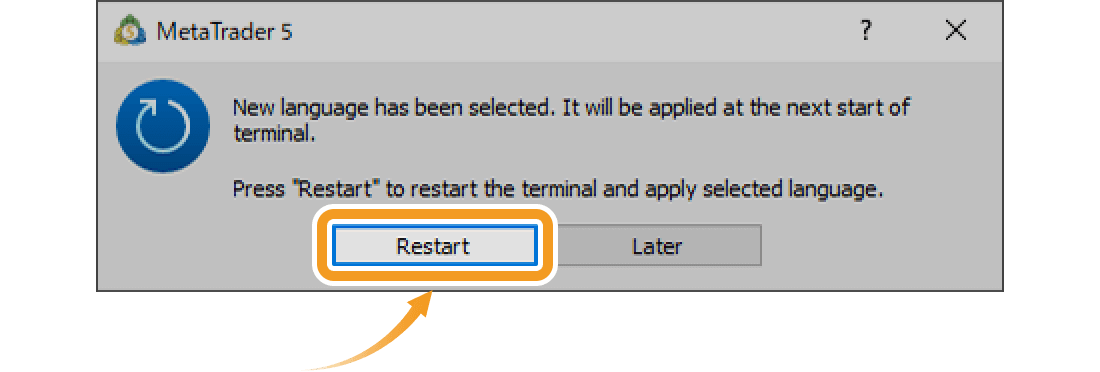 Click Restart in the confirmation pop-up