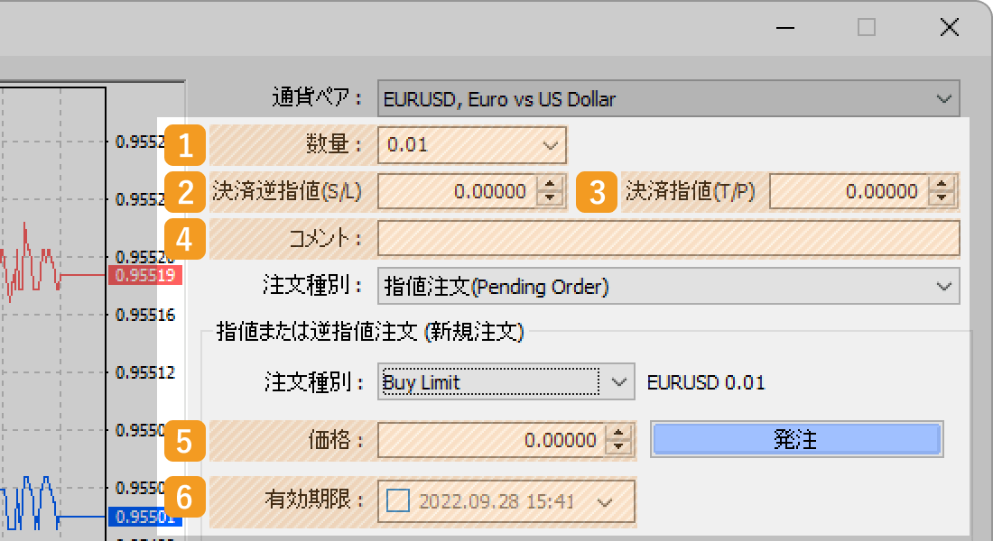 指値注文の詳細設定