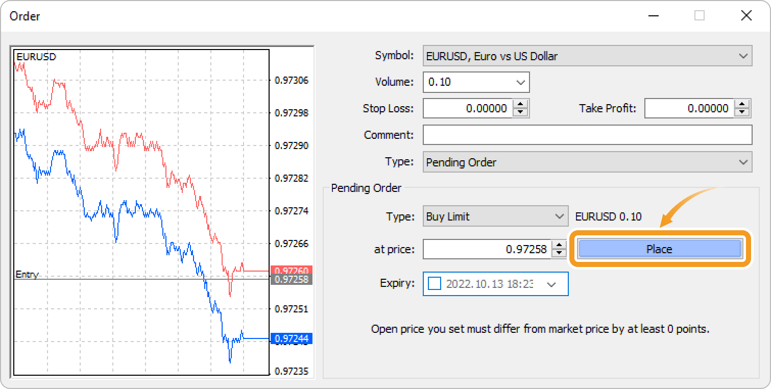 Place a limit/stop order