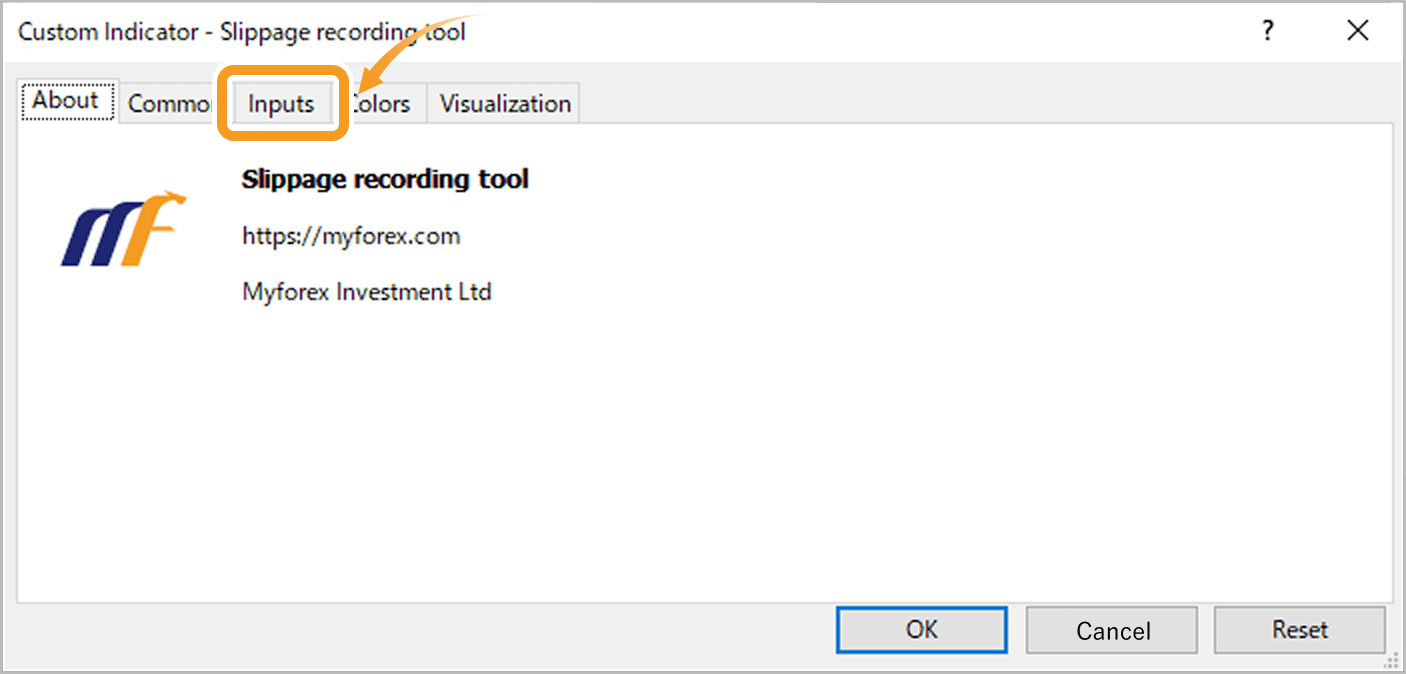 Click the Inputs tab