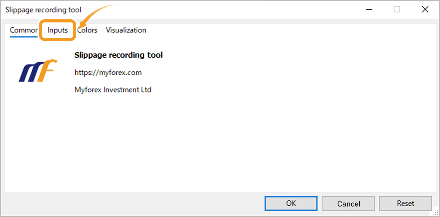 Click the Inputs tab