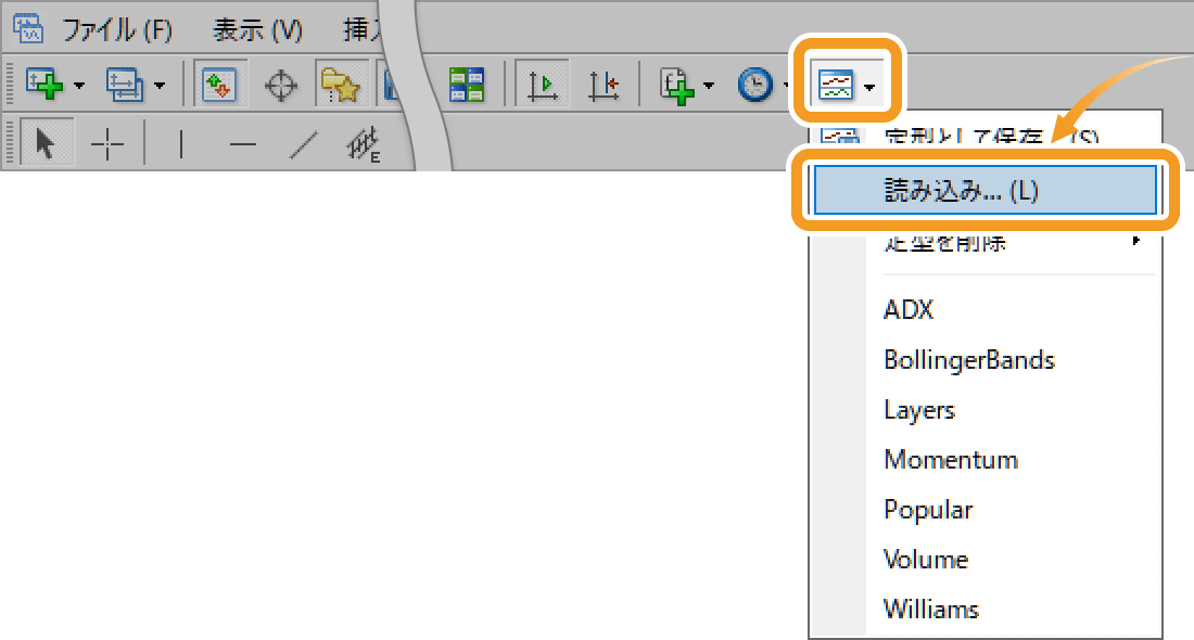 ツールバーから定型チャートを読み込む方法