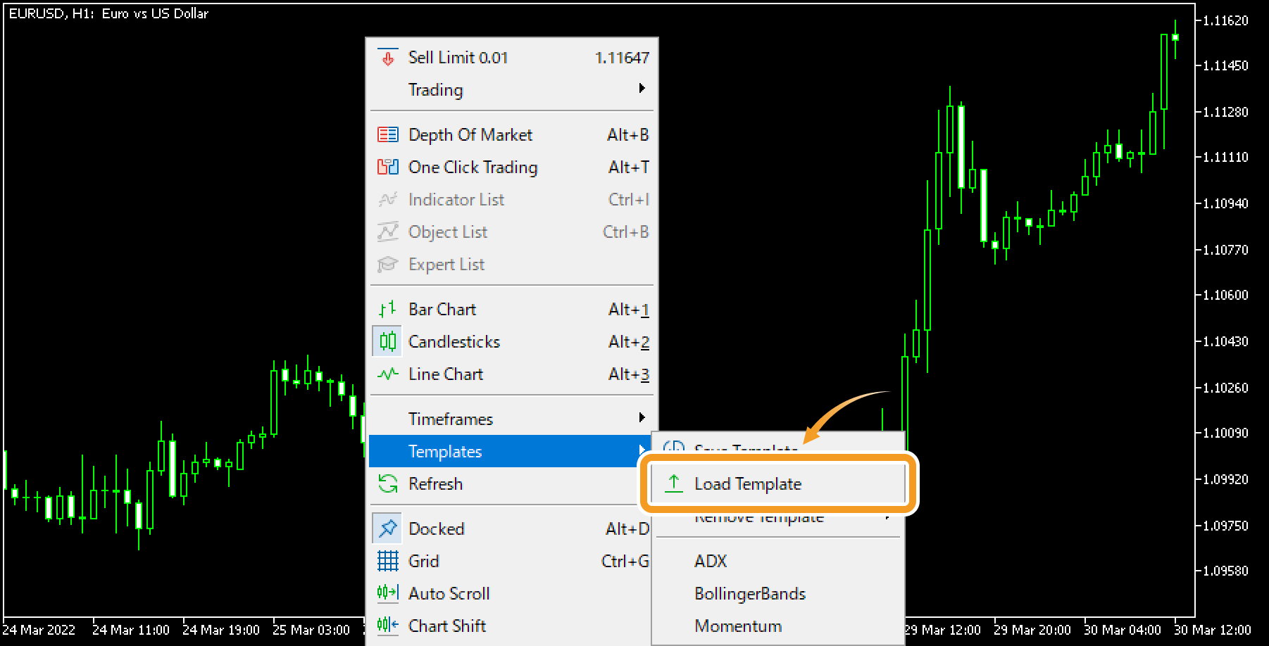 Click Load Template