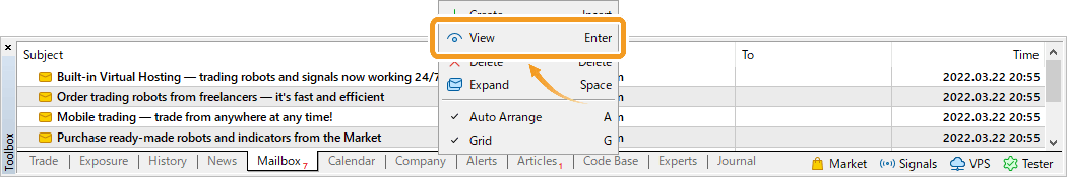 Right-click and select View from the context menu