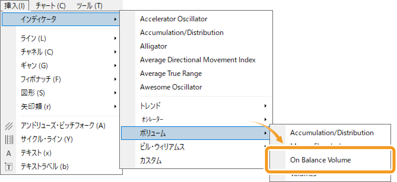 オンバランスボリュームの設定