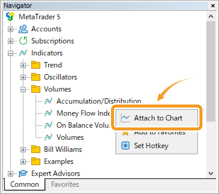 Select Attach to Chart