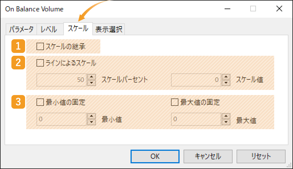 スケール（目盛り）の設定