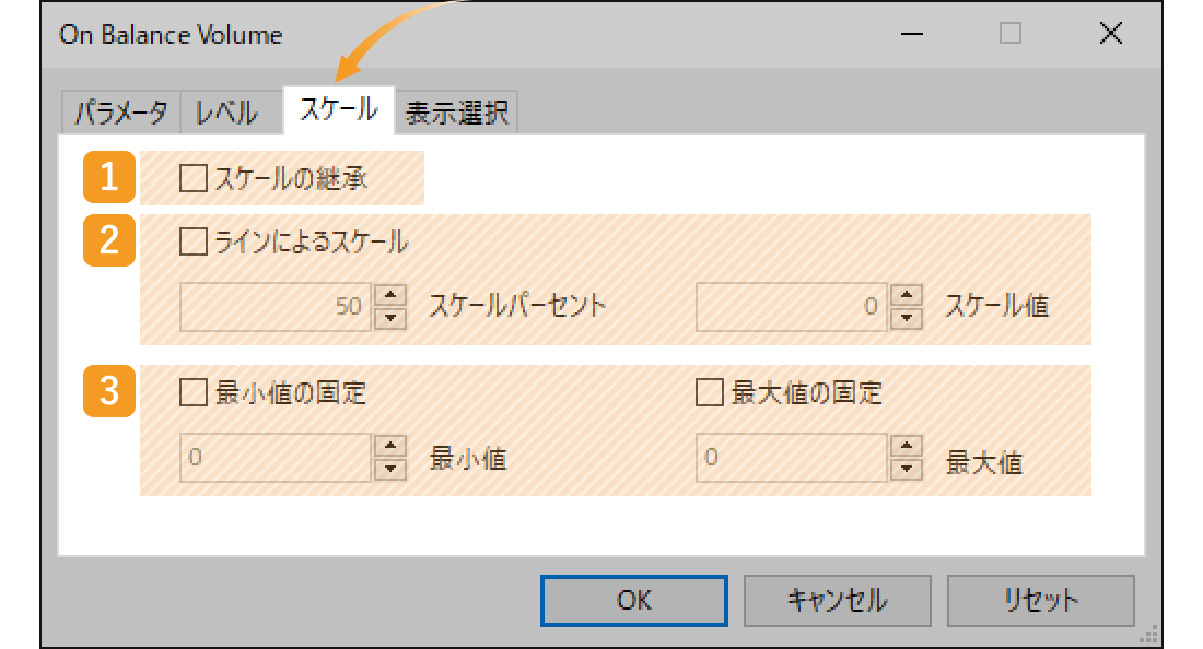 スケール（目盛り）の設定