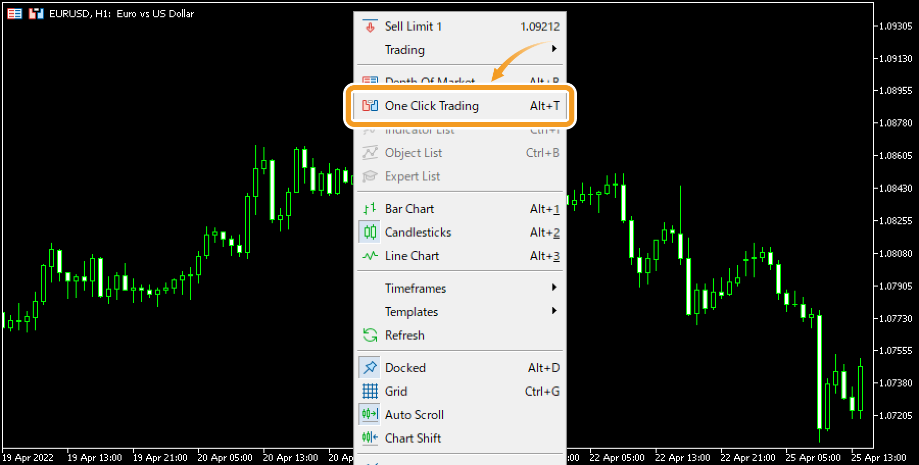 Select One Click Trading