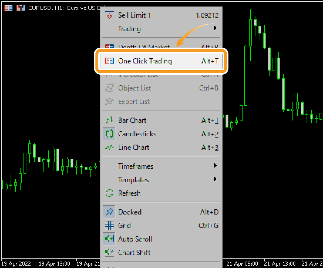 Select One Click Trading