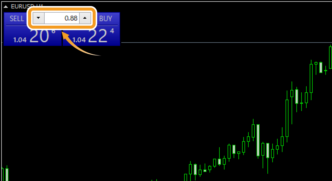 Set the volume in the trading panel