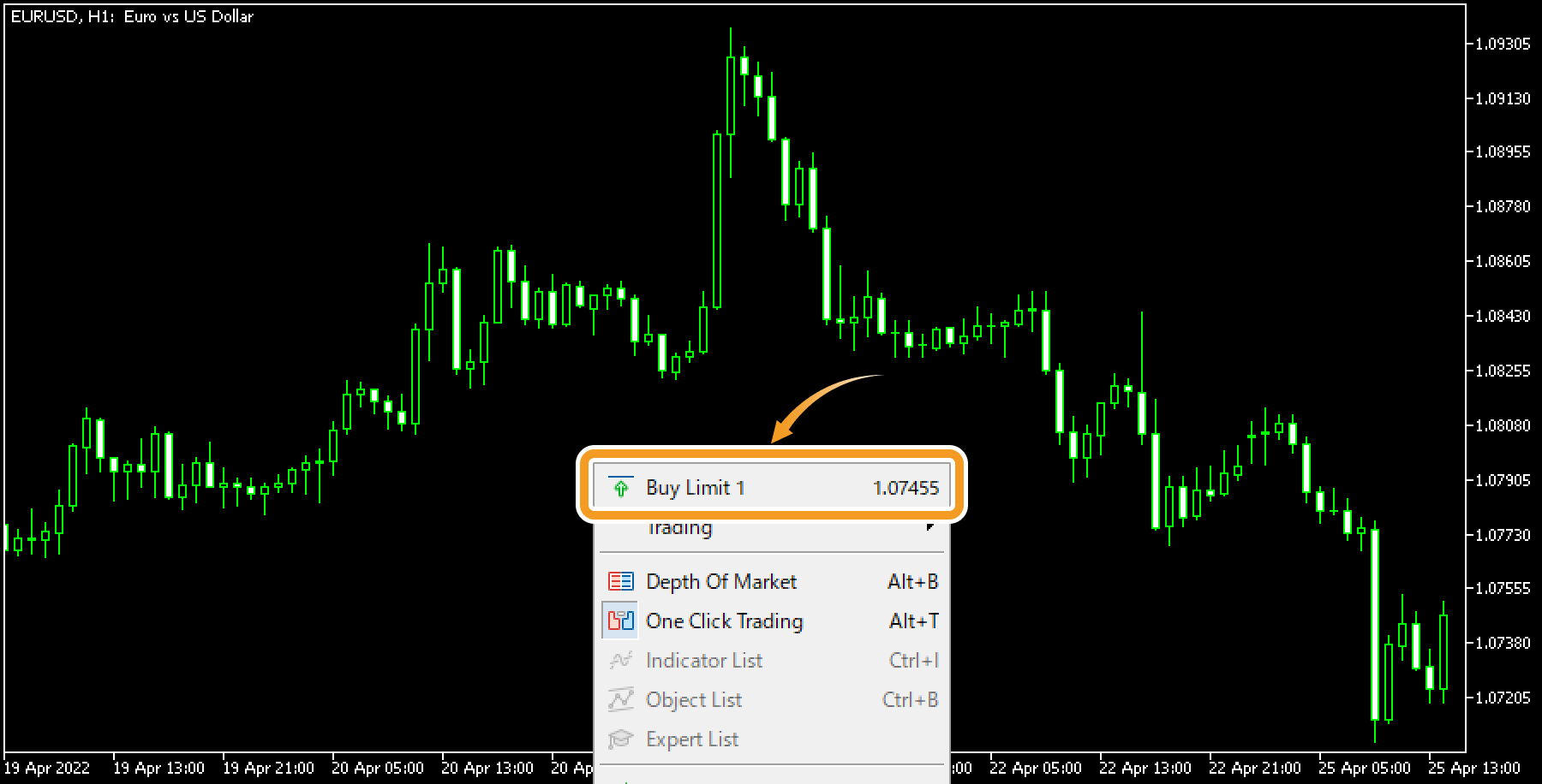 Select Buy Limit (trade volume)